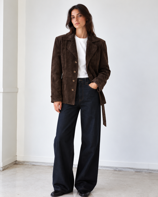 Chaqueta de piel de ante vintage