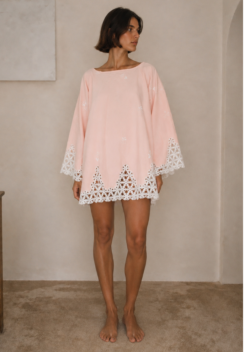 Vestido capa rosa upcycling