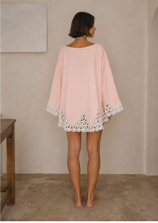 Vestido capa rosa upcycling