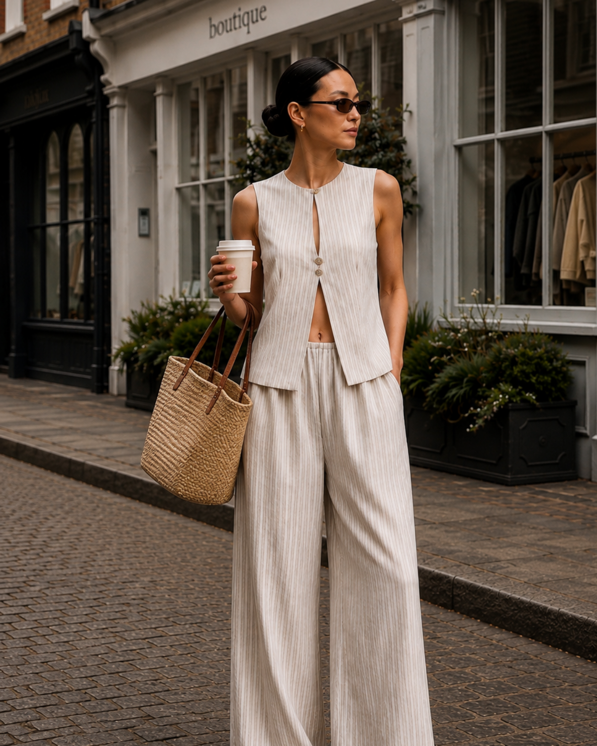 Akila striped beige vest